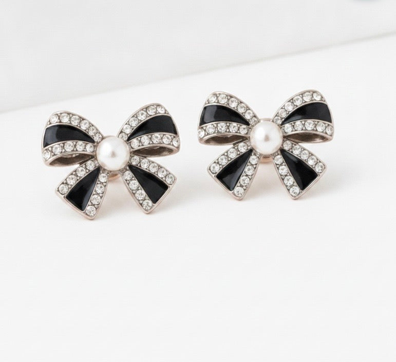 Elegant Black Bow Earrings for Women
