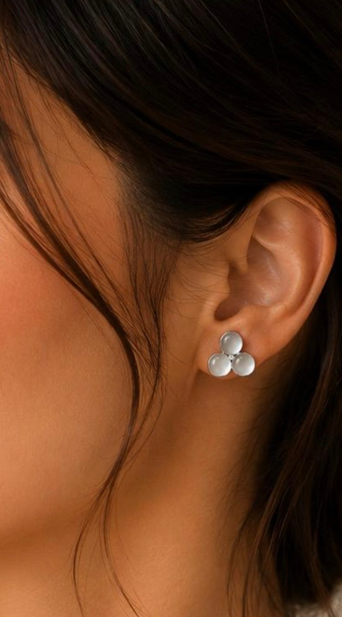 Elegant White Flower Opal Stud Earrings for Women | Silver Floral Earrings