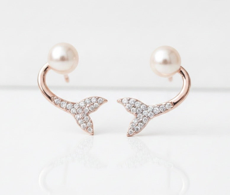 Elegant Silver Whale Tail Earrings