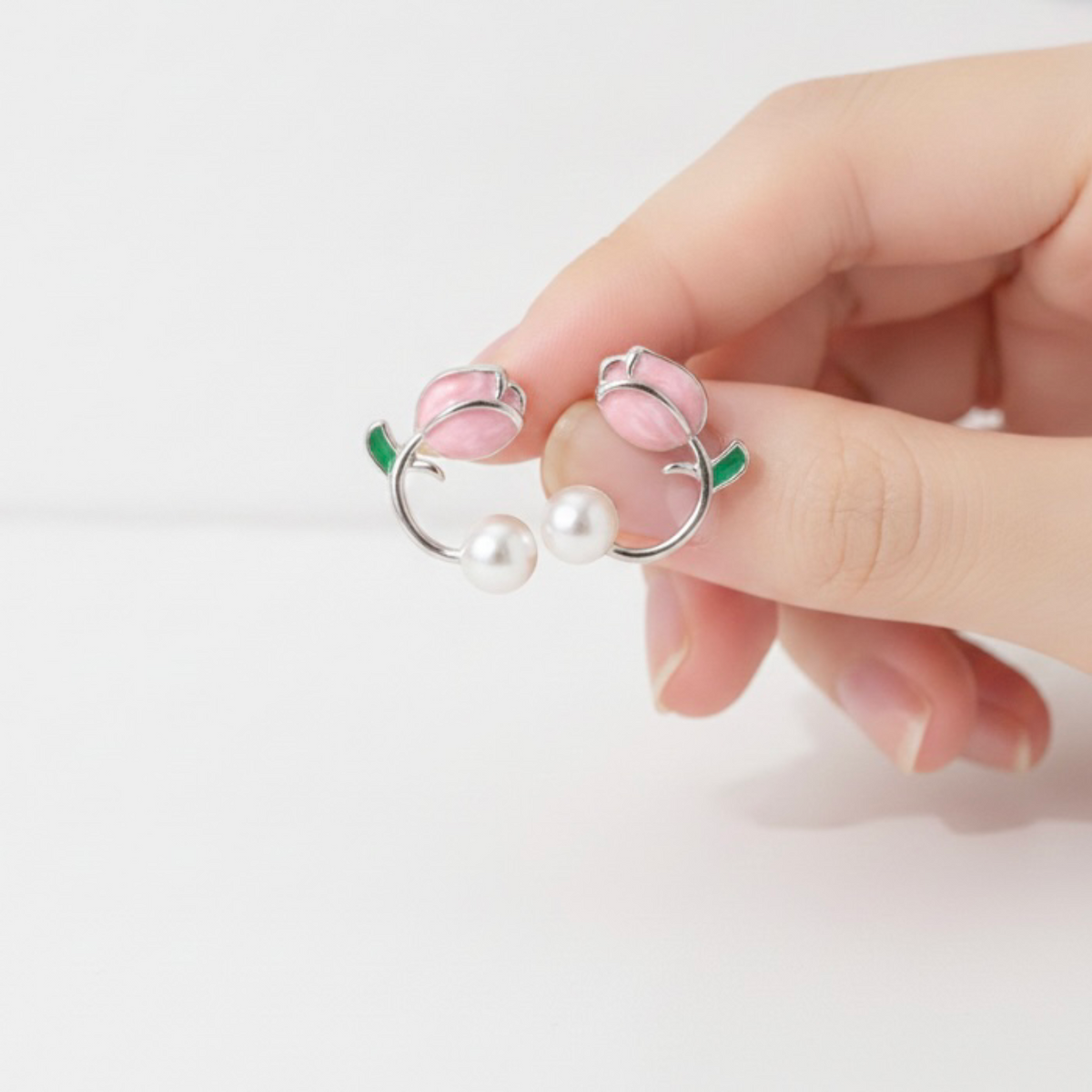 Pink Rose Earrings for Women