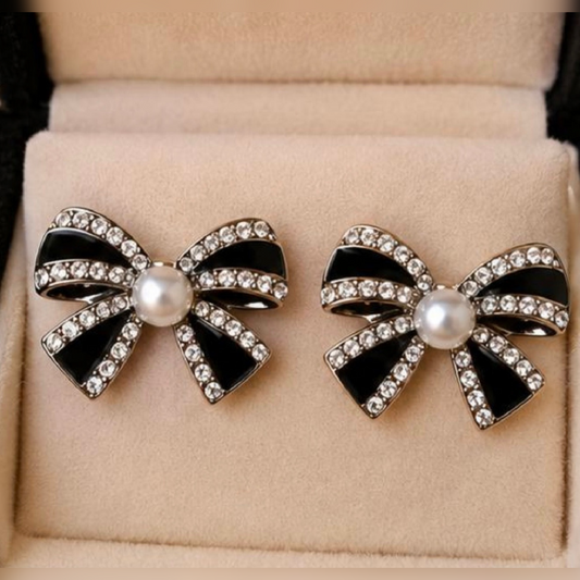 Elegant Black Bow Earrings for Women | Chic Fashion Jewelry - GiftHubBrand