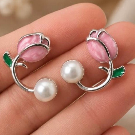 Charming Elegant Pink Rose Earrings for Women – A Perfect Touch of Romance - GiftHubBrand