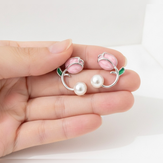 Charming Elegant Pink Rose Earrings for Women – A Perfect Touch of Romance - GiftHubBrand