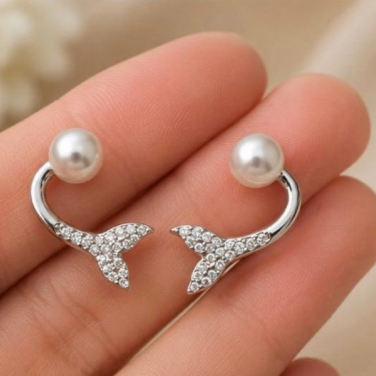 Elegant Silver Whale Tail Earrings: A Touch of Ocean-inspired Charm - GiftHubBrand
