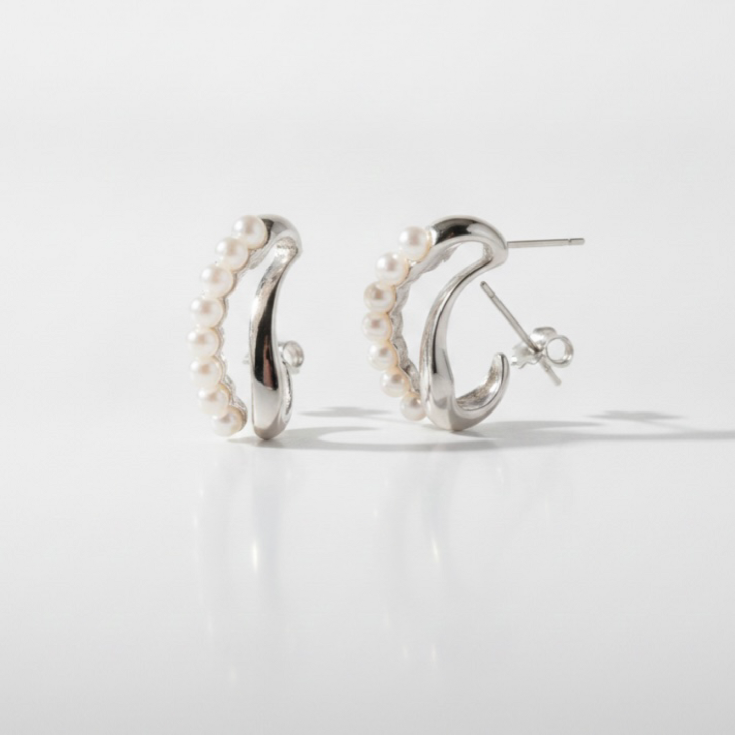Elegant Silver Pearl Hoop Earrings for Effortless Style - GiftHubBrand