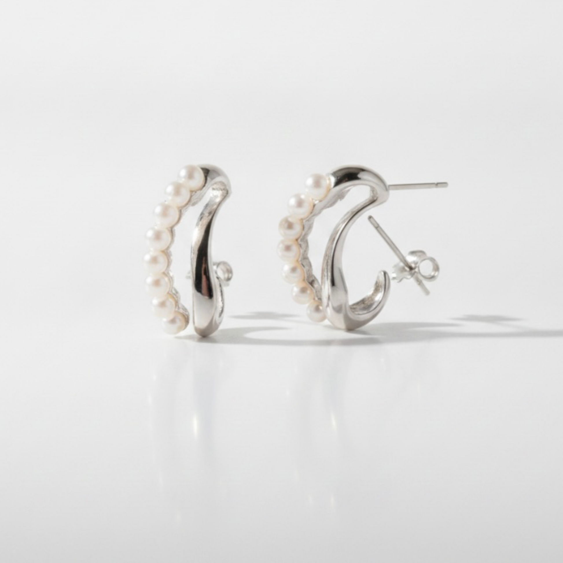 Elegant Silver Pearl Hoop Earrings for Effortless Style - GiftHubBrand
