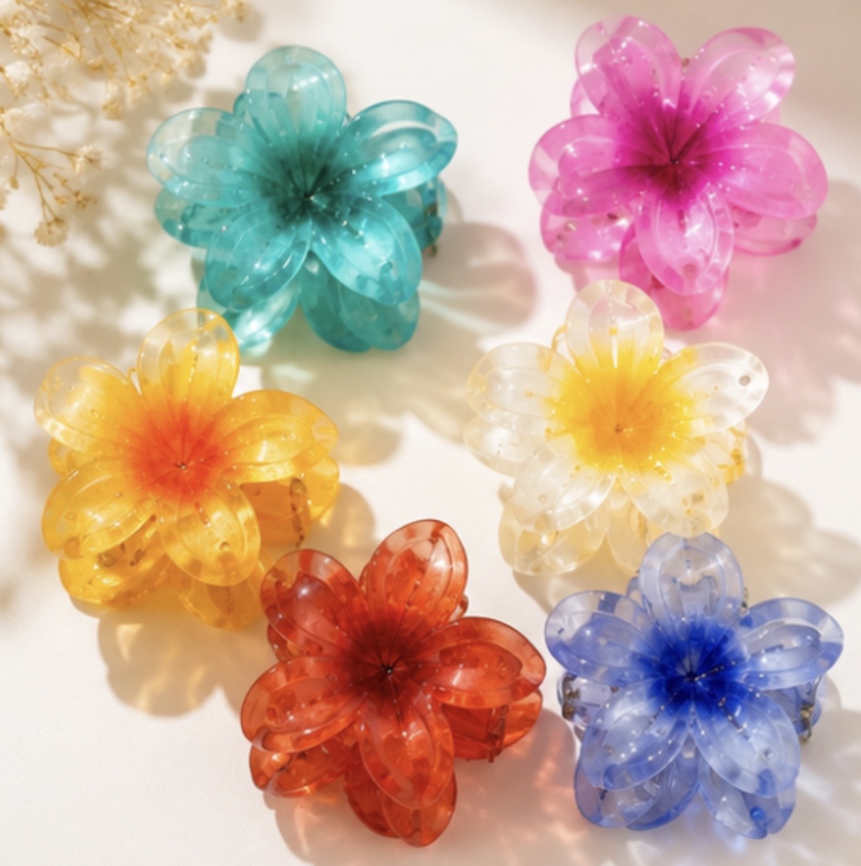 Flower Hair Claw Clips Colorful Plumeria Hair Clip Set