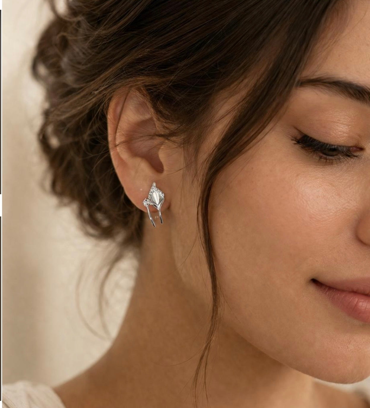 Elegant Silver Calla Lily Stud Earrings for Women | Floral CZ Crystal Earrings