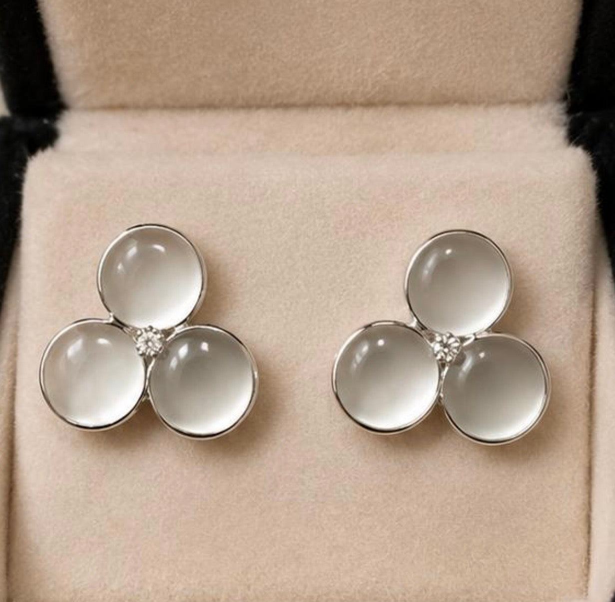 Elegant White Flower Opal Stud Earrings for Women | Silver Floral Earrings