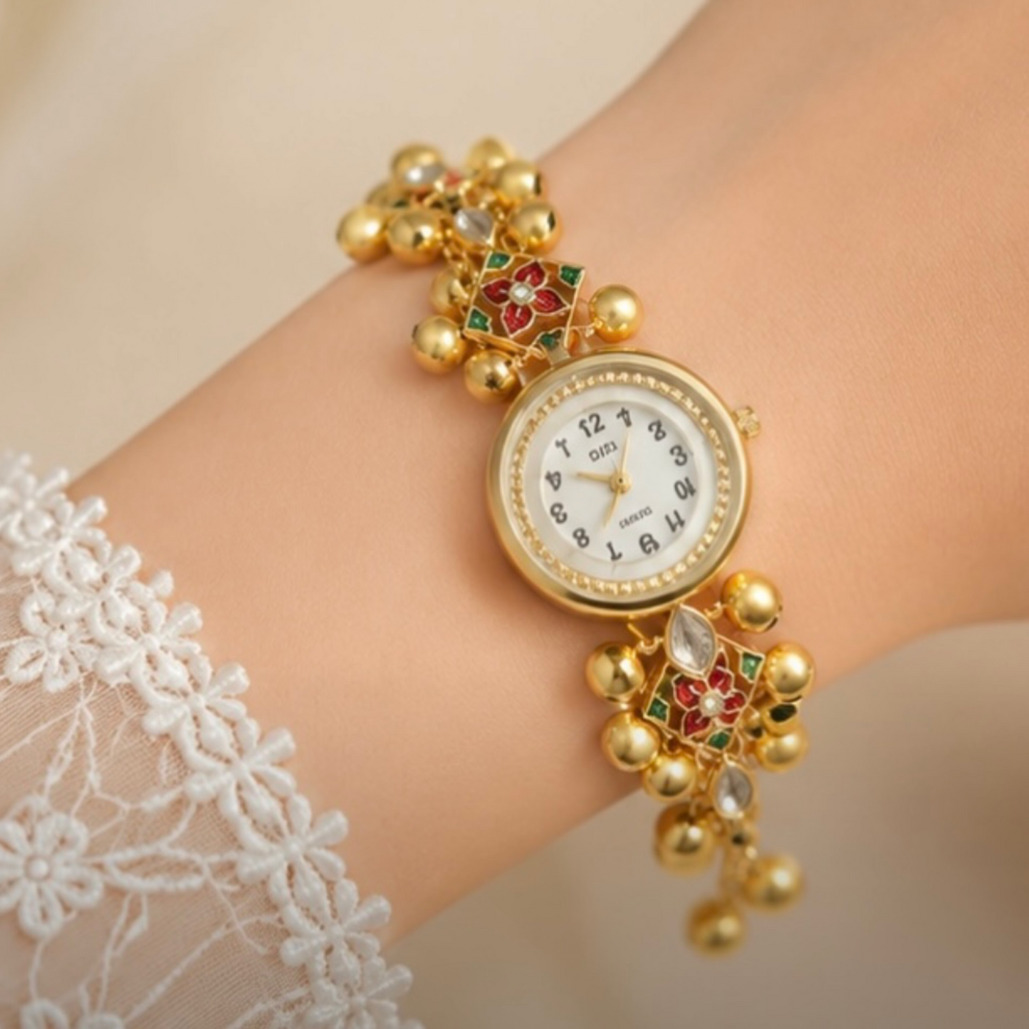 Kashmiri Bracelet Watch for Women | Elegant Gold Traditional Watch